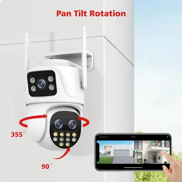 Wifi Surveillance Camera Outdoor PTZ 9MP Three lens 8X Digital Zoom AI Auto Tracking Humanoid Detection 4MP Security Camera 24Hr Smart